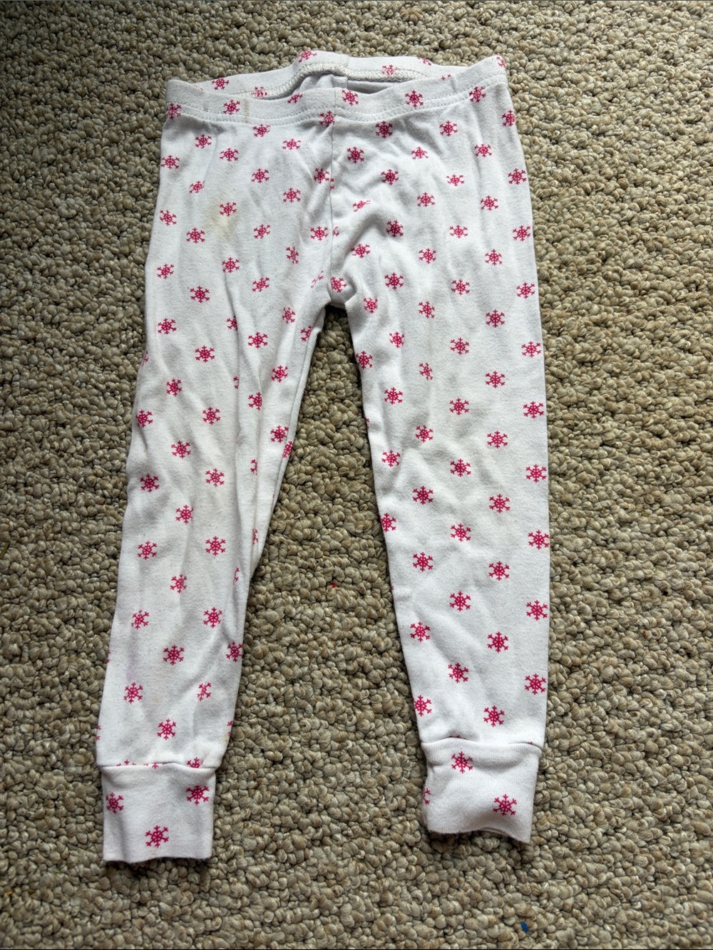 Carter's White Pajama Leggings with Pink Snowflake Print